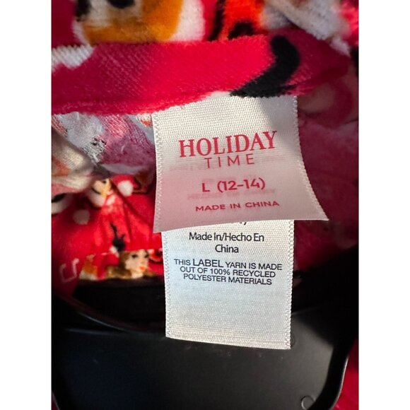 Holiday Time Women Velour Santa Dancer Print Set Pajama PJ  Size L 12-14 Sleep - Picture 6 of 8